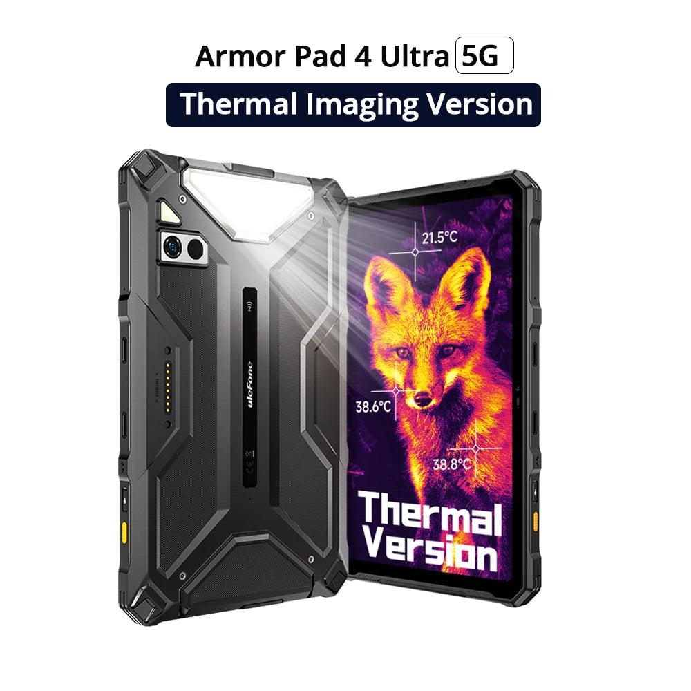 Ulefone Armor Pad 4 Ultra 5G Rugged Tablet Thermal lmaging 11800mAh 10.36"2K 16GB + 256GB Android 14 LED  Light