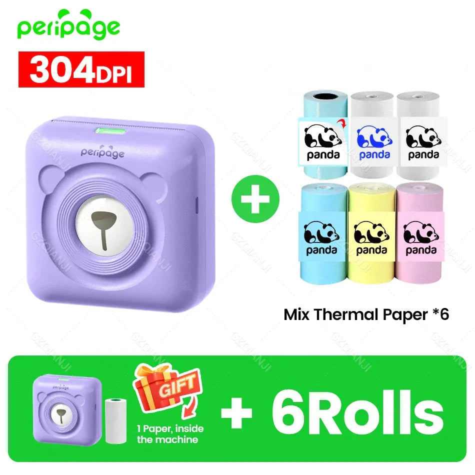7 Colors Peripage A6 304DPI Mini Photo Printer Notes Sticker Label Printing Machine Bluetooth Portable Wireless Printer Marker - 1Tecbuy