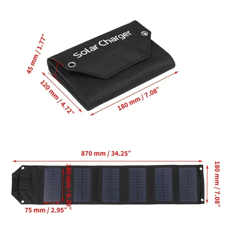 60W 80W 100W Foldable Solar Panel 5V USB Portable Folding Bag Battery Charger for Phone Outdoor Camping Waterproof Power Bank - 1Tecbuy