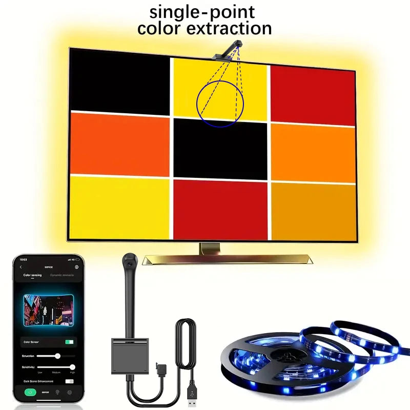 EISSLOLY Led Strip Lights RGB LED Light Kit Smart APP Control for 55-85 inches TV Backlight Screen SYNC Home Decor LED Lighting