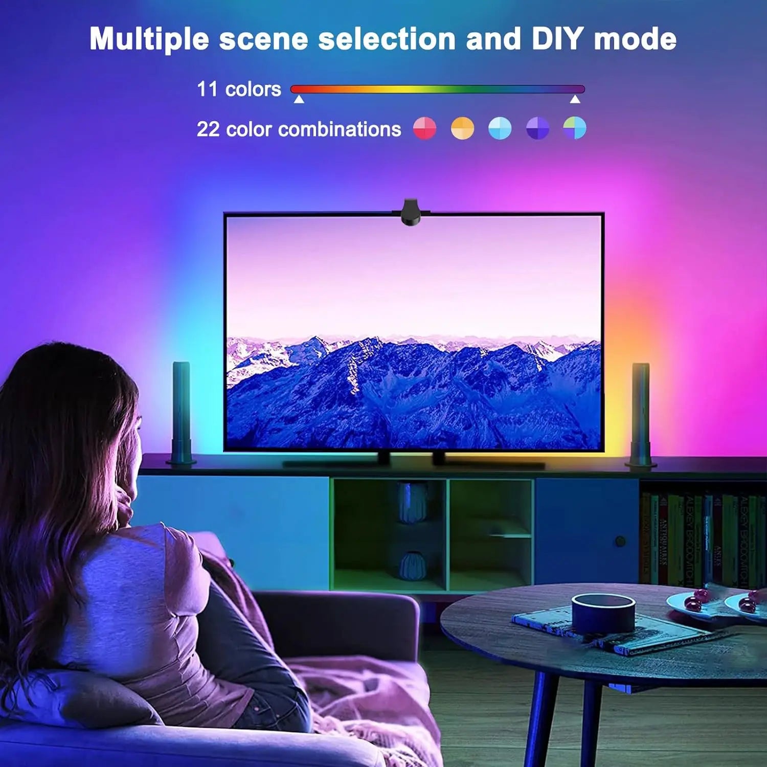 EISSLOLY RGBIC LED Lights for TV Backlighting 3.8M/5M Music Sync Smart LED Strip App Remote Ambient Light for Gaming Party