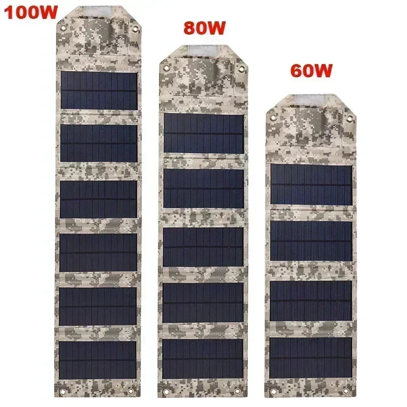 100W/80W/60W Foldable Solar Panel 5V USB Portable Battery Charger for Cell Phone Outdoor Waterproof Power Bank for Camping - 1Tecbuy