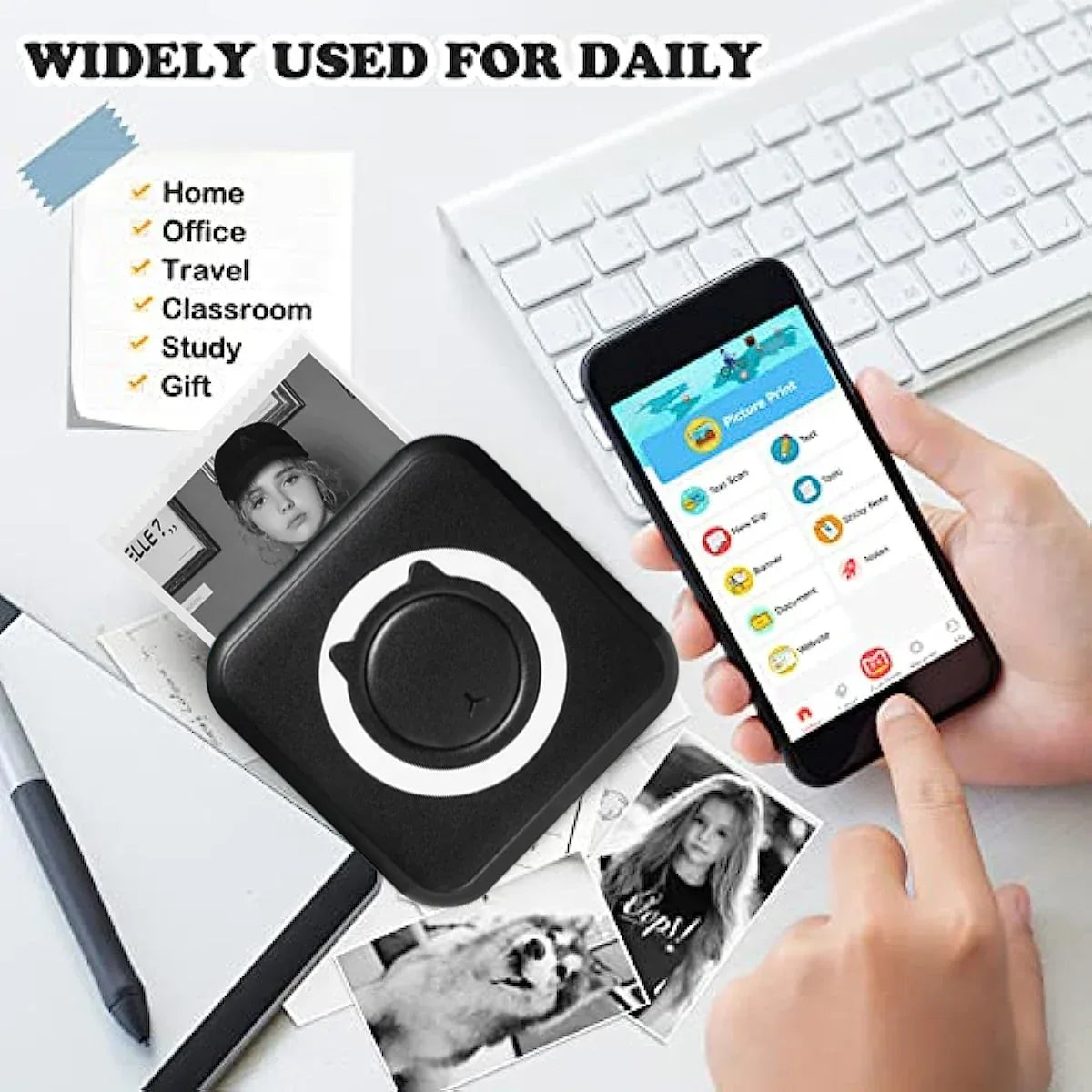 MINI Print Portable Thermal Printer Photo Pocket Thermal Label Printer 58mm Printing Wireless Bluetooth Android IOS - 1Tecbuy