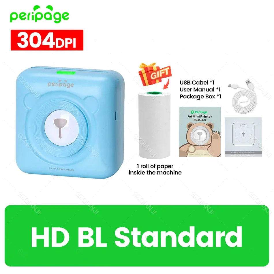 7 Colors Peripage A6 304DPI Mini Photo Printer Notes Sticker Label Printing Machine Bluetooth Portable Wireless Printer Marker - 1Tecbuy