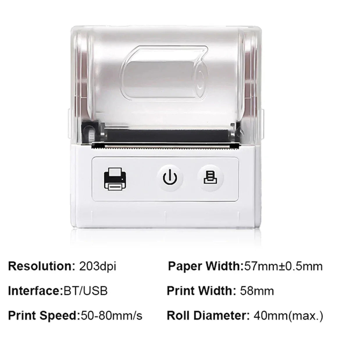 58MM Mini Pocket Thermal Receipt Printer Mobile Portable Ticket Bill Wireless Bluetooth USB Thermal POS Printer PC Android IOS - 1Tecbuy