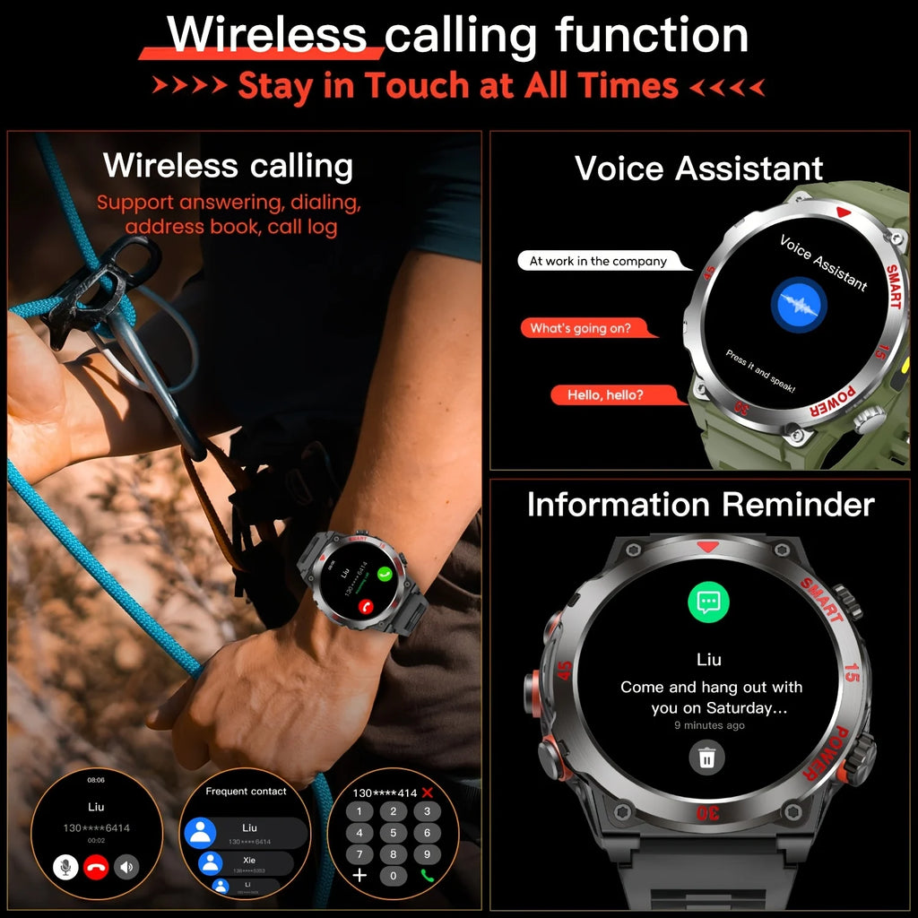 LAXASFIT 2025 New Smart Watch Music Player LED Flashlight Multiple Workout Modes Bluetooth Calling Outdoor Sports Smartwatch