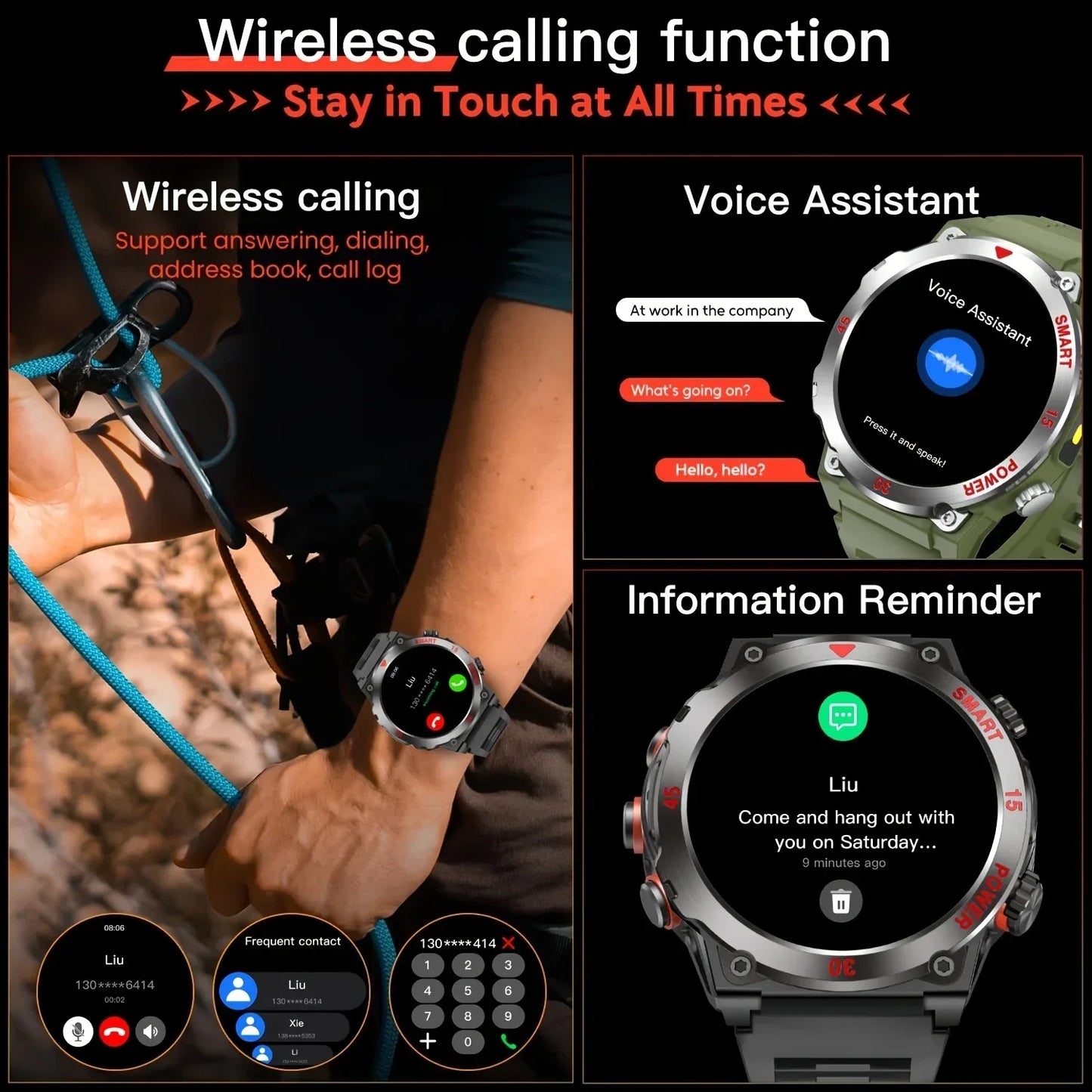 LAXASFIT 2025 New Smart Watch Music Player LED Flashlight Multiple Workout Modes Bluetooth Calling Outdoor Sports Smartwatch - 1Tecbuy