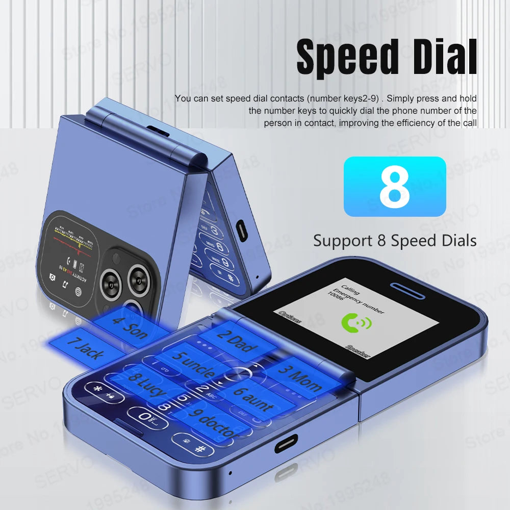 SERVO F15 Mini Flip Mobile Phone 2.0“ Display Dual SIM Card Blacklist Speed Dial Magic Voice 2G GSM Fold Button Small Cellphones