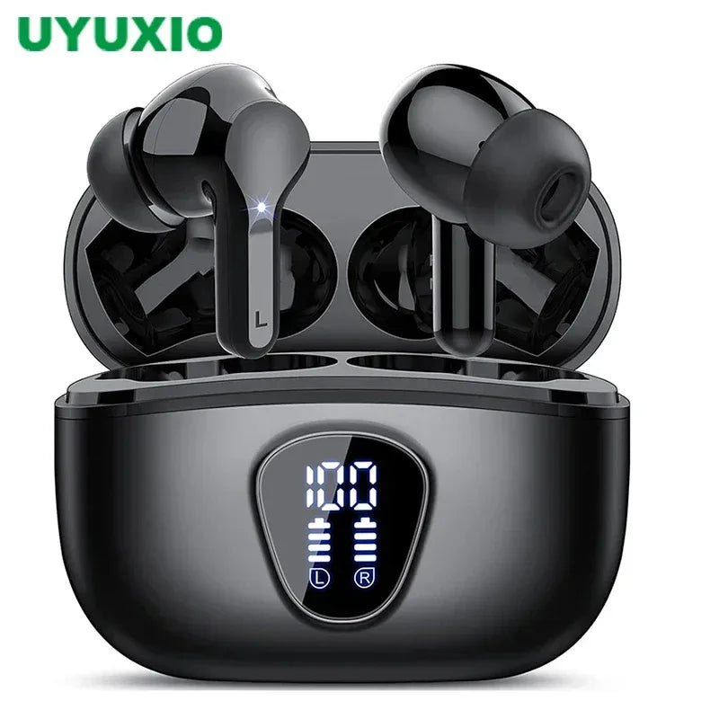 New Wireless Earbuds HiFi Stereo Headphones BT5.3 with ENC Noise Cancelling 48H LED Display Ear Buds IP7 Waterproof Earphones - 1Tecbuy