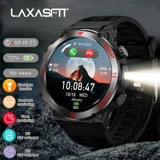 LAXASFIT 2025 New Smart Watch Music Player LED Flashlight Multiple Workout Modes Bluetooth Calling Outdoor Sports Smartwatch - 1Tecbuy