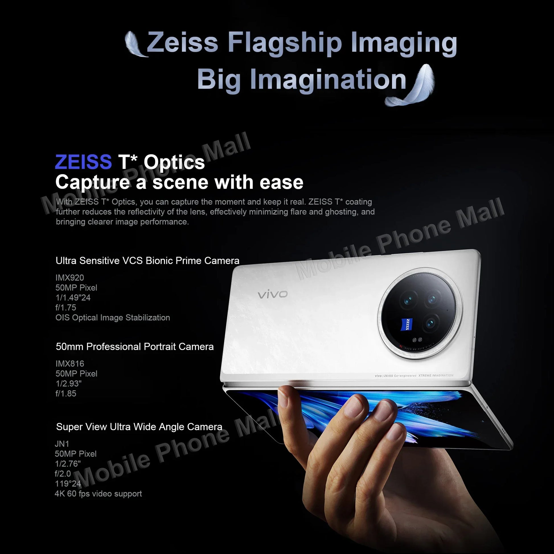 2024 Original Vivo X Fold 3 5G Foldable Phone 8.03 Inch 120Hz AMOLED Folded Screen Snapdragon 8 Gen 2 Camera 50MP NFC Smartphone - 1Tecbuy