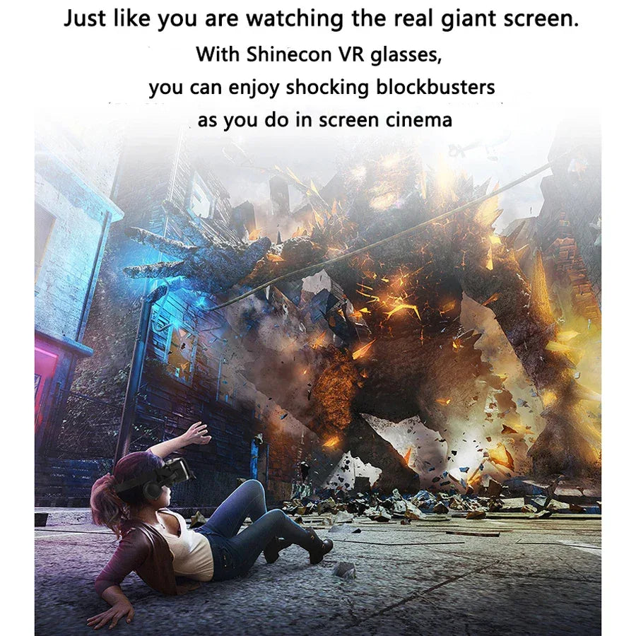 Shinecon Viar 3D Virtual Reality VR Glasses Headset Devices Helmet Lenses Goggles Smart For Smartphones Phone Game Mobile Viewer - 1Tecbuy