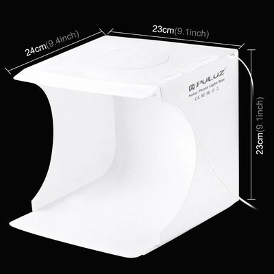 PULUZ 20cm Mini 2 LED Panels Folding Portable 1100LM Light Photo Lighting Studio Shooting Tent Box Kit with 6 Colors Backdrops - 1Tecbuy
