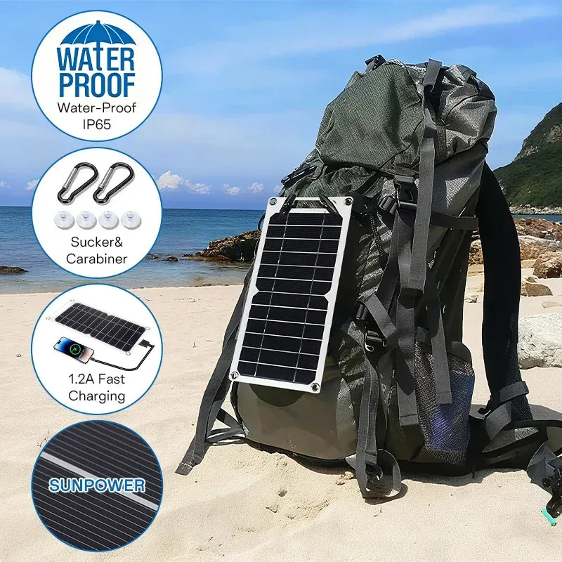 5V 35W Sunpower Portable Solar Panel With USB Safe Stabilize Charger For Phone Power Bank Outdoor Camping Home RV Gift Use - 1Tecbuy