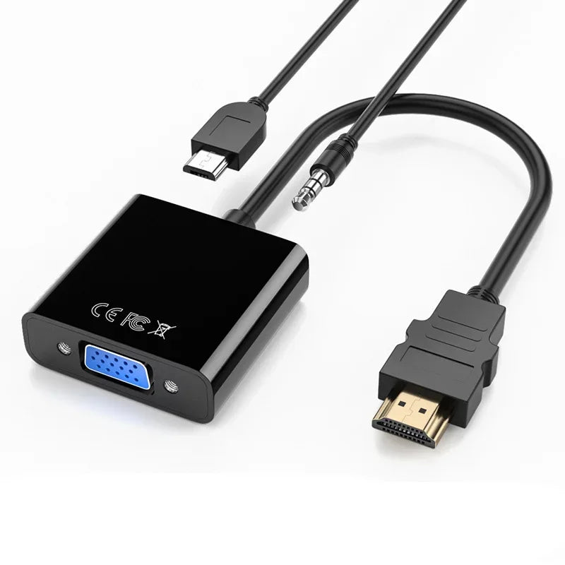 HD 1080P HDMI-compatible To VGA Cable Converter HDMI-compatible Male To VGA Female Adapter for Tablet laptop PC TV - 1Tecbuy