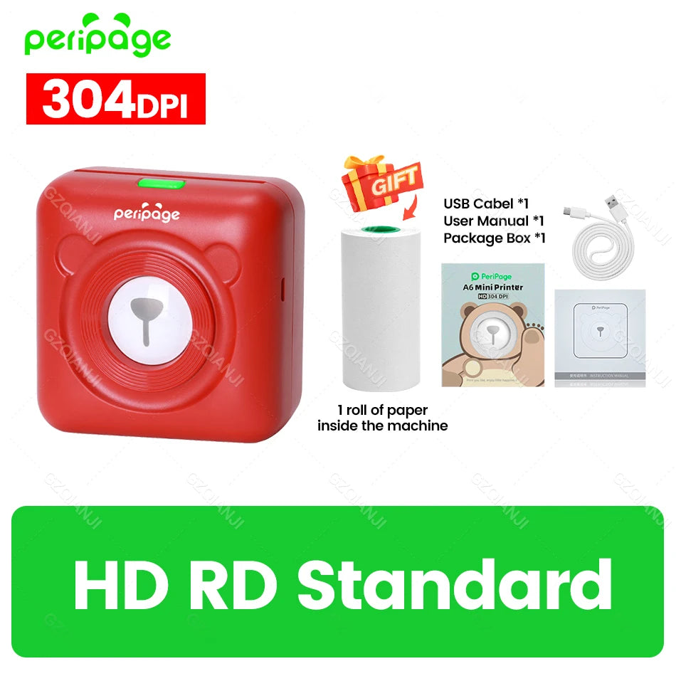 7 Colors Peripage A6 304DPI Mini Photo Printer Notes Sticker Label Printing Machine Bluetooth Portable Wireless Printer Marker