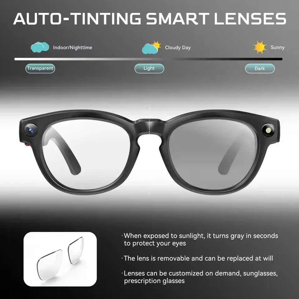 2026 New 8K HD AI Smart Glasses Men Chat GPT 800MP Camera Bluetooth Call AI Translation Voice Assistant Control Sunglasses Women - 1Tecbuy