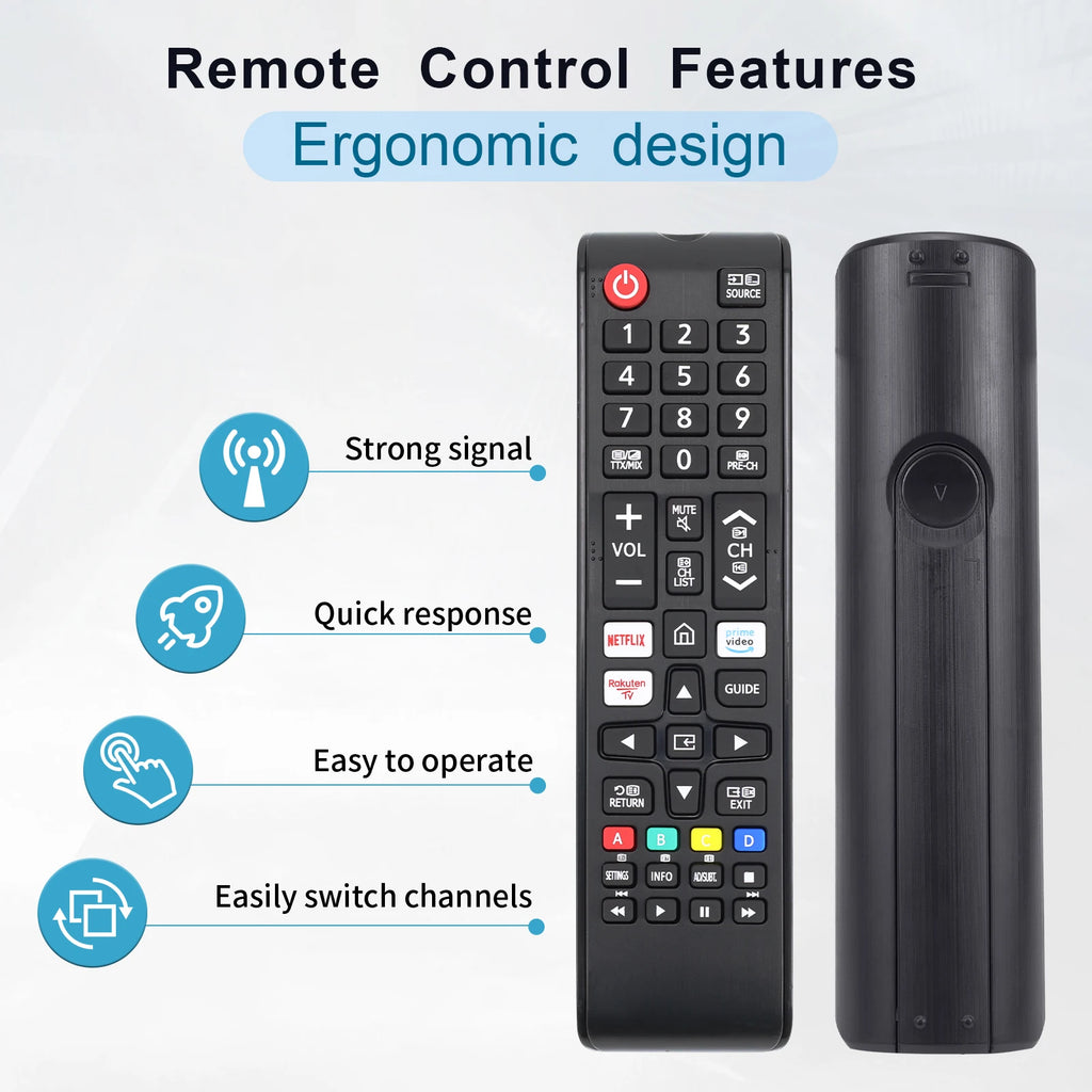 Universal Remote Control for Samsung Smart Tv, Control Replacement Fit for 4K Uhd Qled Hdtv Led Tvs, with Hulu Netflix Primevide