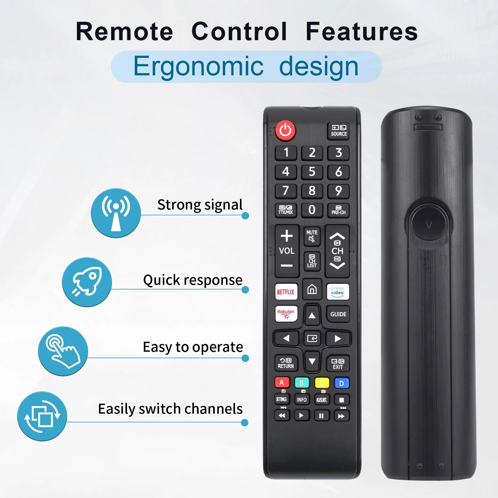 Universal Remote Control for Samsung Smart Tv, Control Replacement Fit for 4K Uhd Qled Hdtv Led Tvs, with Hulu Netflix Primevide