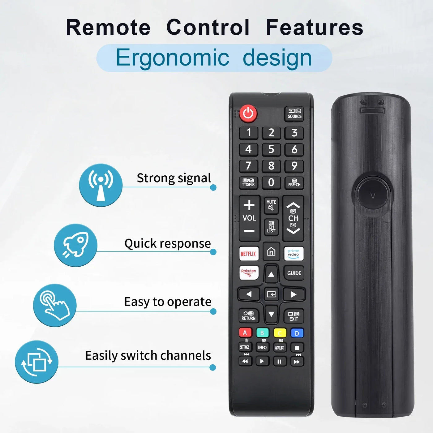 Universal Remote Control for Samsung Smart Tv, Control Replacement Fit for 4K Uhd Qled Hdtv Led Tvs, with Hulu Netflix Primevide - 1Tecbuy