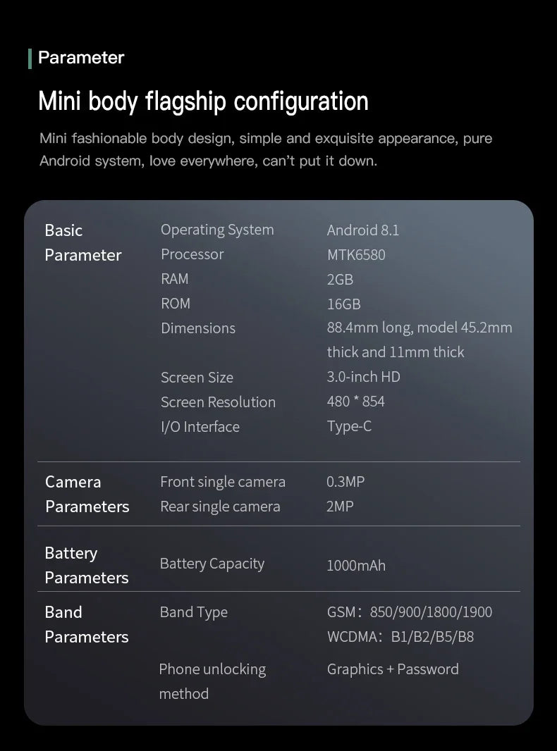 SOYES S23 Pro Mini Smartphone Android 8.1 Dual SIM 3.0'' HD  WIFI Bluetooth 3G Small Mobile Phone