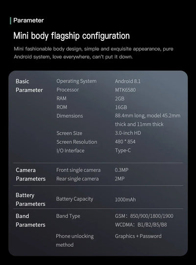 SOYES S23 Pro Mini Smartphone Android 8.1 Dual SIM 3.0'' HD WIFI Bluetooth 3G Small Mobile Phone - 1Tecbuy