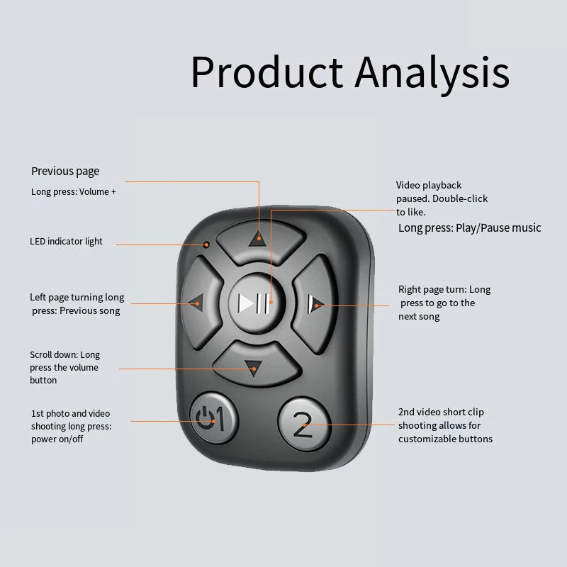 Wireless Automatic Clicker Remote Control Page Turner Continuous Click Device for eBooks Wireless Selfie Button Scroll Function