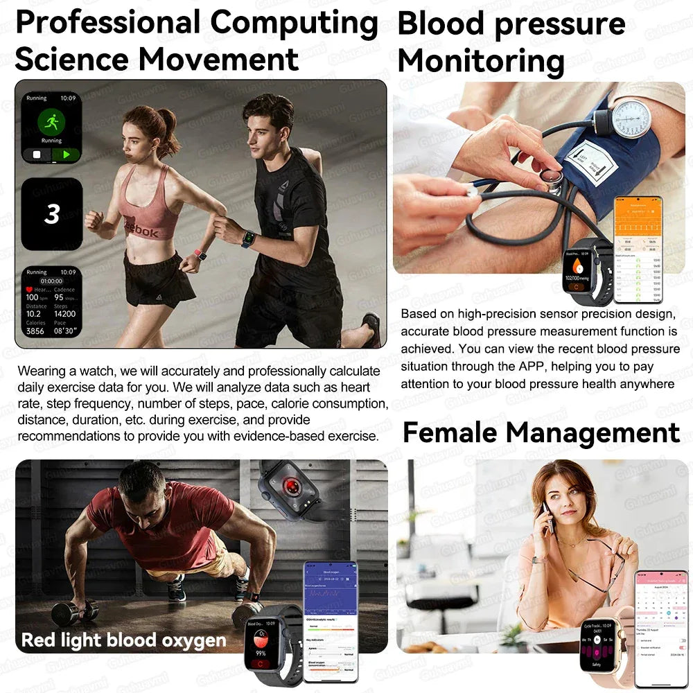 2025 New For Xiaomi Women AI Smart Diagnosis Smart Watch HRV+PPG Blood Pressure Blood oxygen Health monitor IP68 NFC Smartwatchs - 1Tecbuy