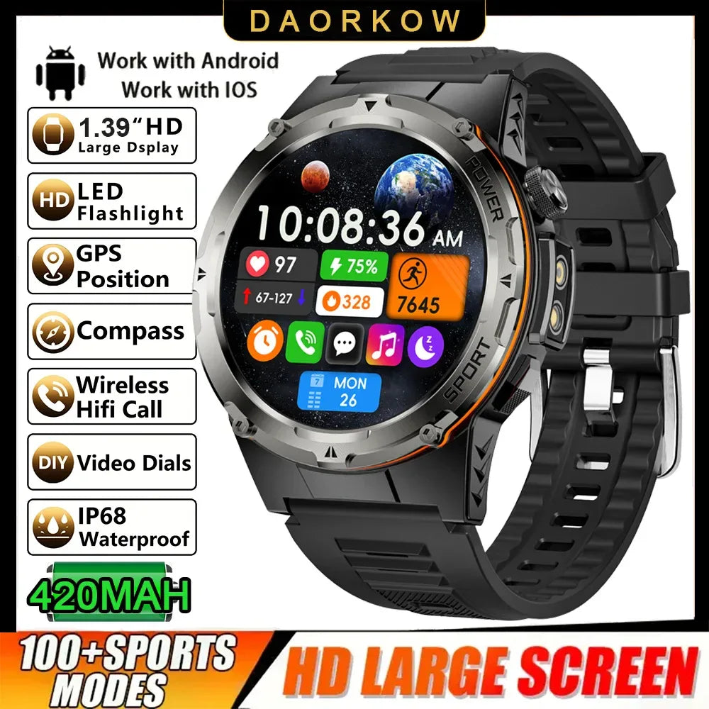 2025 New NFC Watch 420mA GPS Sports HD BT Call Smart Watch Men Outdoor Sports Fitness Tracker Smart Watch Men Waterproof Clock - 1Tecbuy