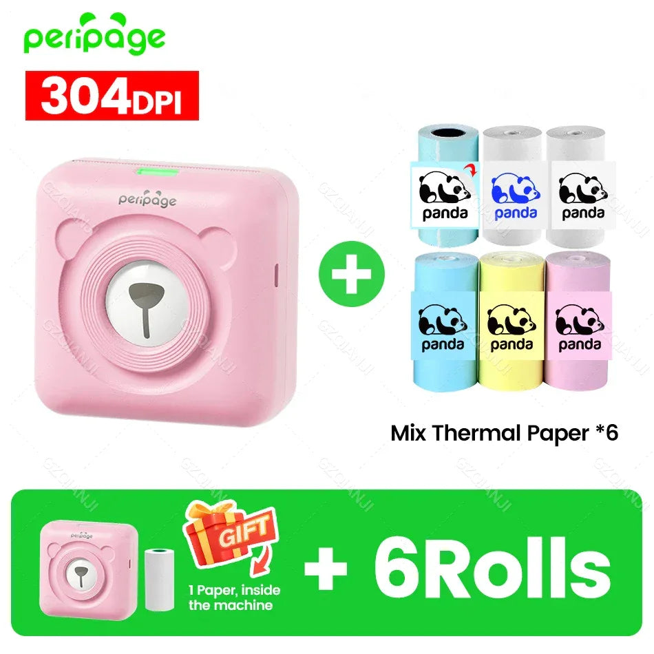 7 Colors Peripage A6 304DPI Mini Photo Printer Notes Sticker Label Printing Machine Bluetooth Portable Wireless Printer Marker - 1Tecbuy
