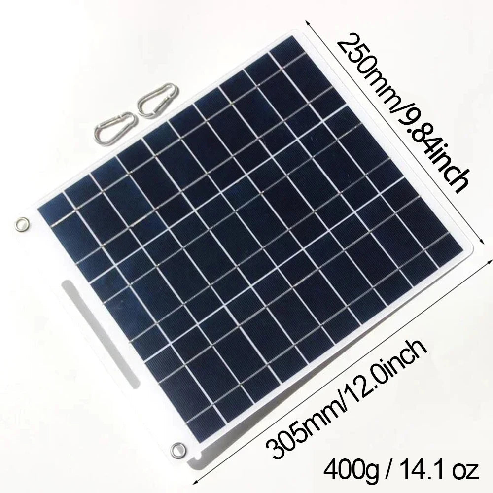 100W Solar Charger with Dual USB Ports, Waterproof & Portable Solar Panel for Outdoor Camping, Hiking, Emergency Devices