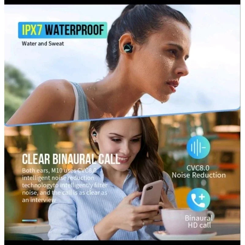 NEW M10 TWS Wireless Headphones Earphones Charging Box Bluetooth-compatible Stereo Waterproof Headsets With Microphone
