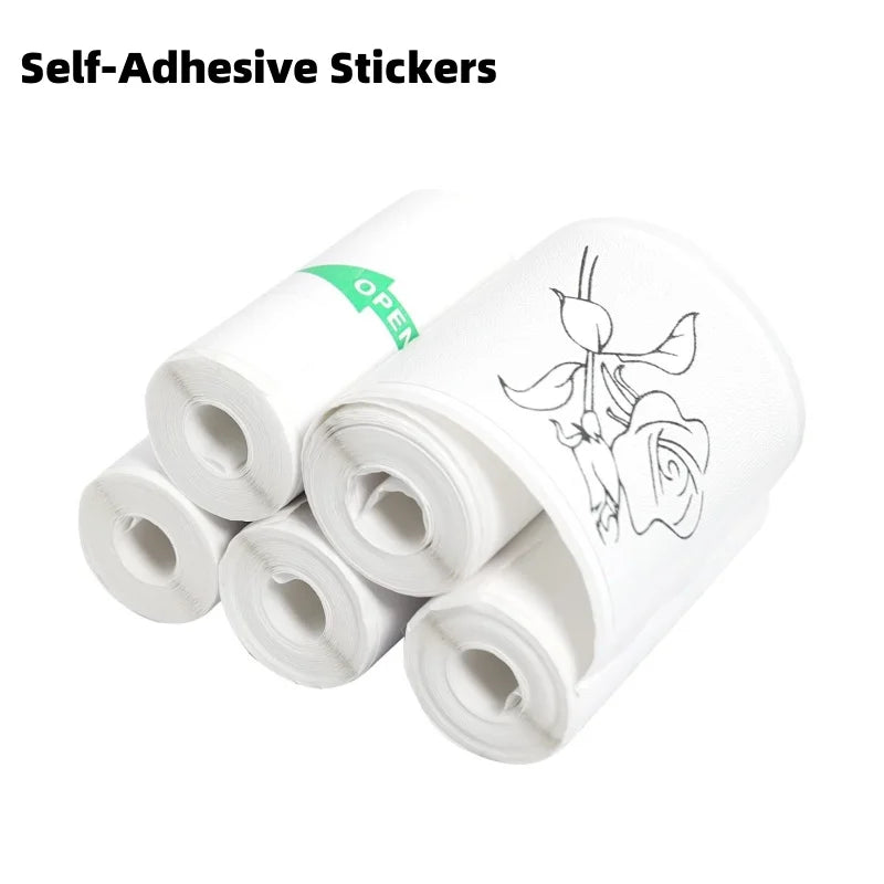 Mini Portabl Printer Inkless Sticker Maker, Free Cut Small Pocket Printer, Portable Thermal Printer for Photo Journal Notes Memo