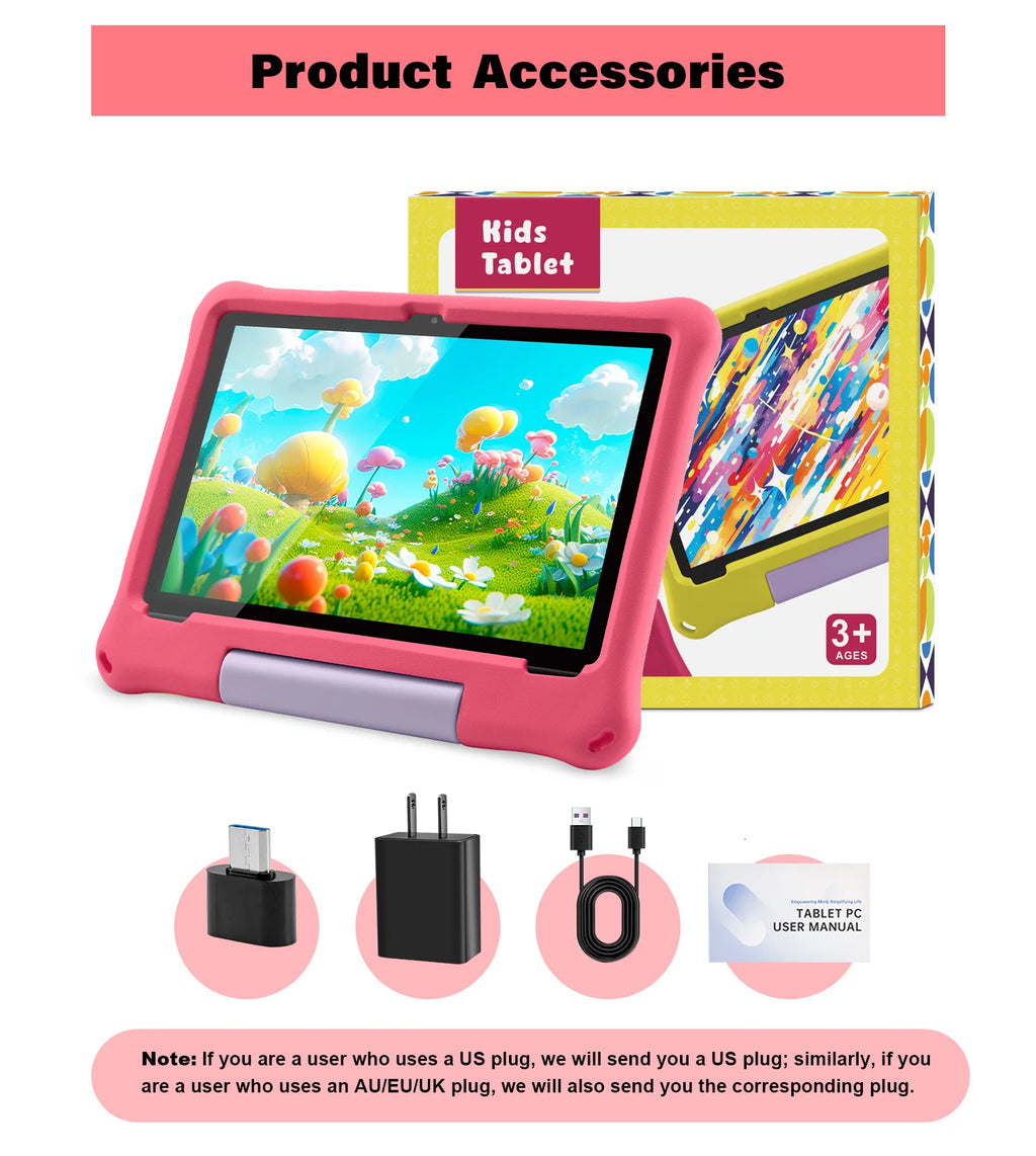 Kids Tablet 10.1'' Android 15 Tablet for Kids 8(4+4)GB 64GB Octa-Core CPU, Toddler Tablets with WiFi 6 5000mAh Dual Cameras GMS