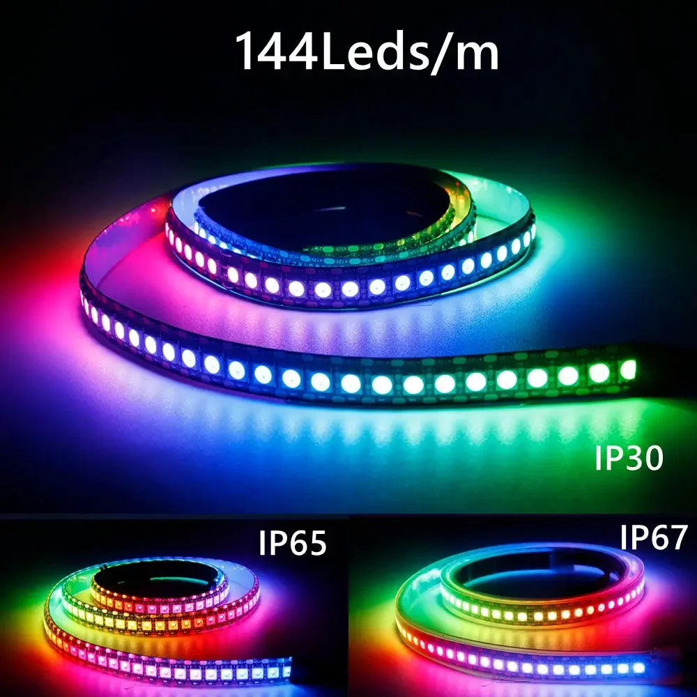 WS2812B WS2811 WS2815 5050 RGB Smart LED Strip Lights Individually Addressable IC 30/60/144Pixels/Leds/m DC5V/12V IP30/IP65/IP67