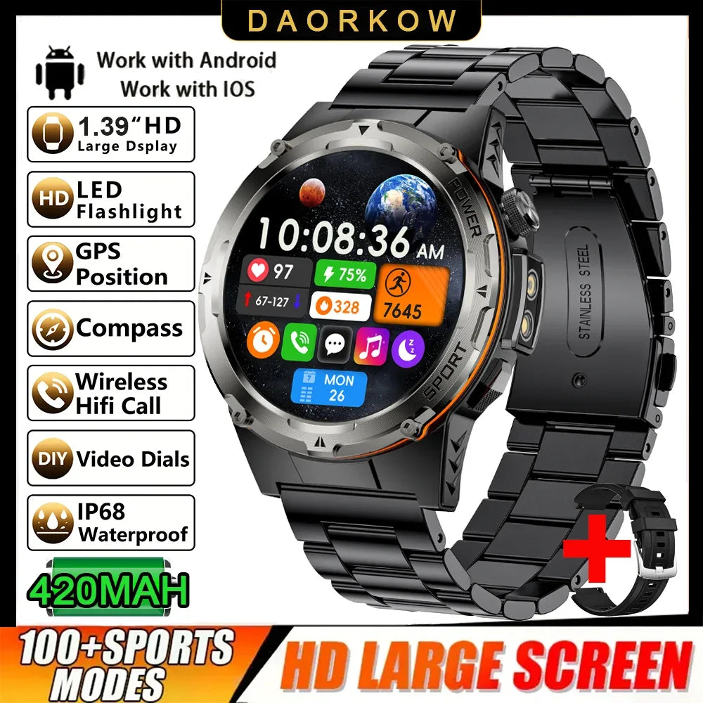 2025 New NFC Watch 420mA GPS Sports HD BT Call Smart Watch Men Outdoor Sports Fitness Tracker Smart Watch Men Waterproof Clock - 1Tecbuy