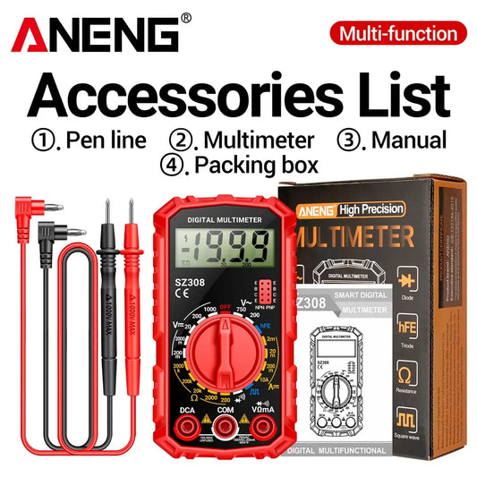 ANENG SZ308 Digital Multimeter AC/DC Current Meter Voltage Resistance Meter Electrician LCD Backlight Ohm Square Wave Test - 1Tecbuy