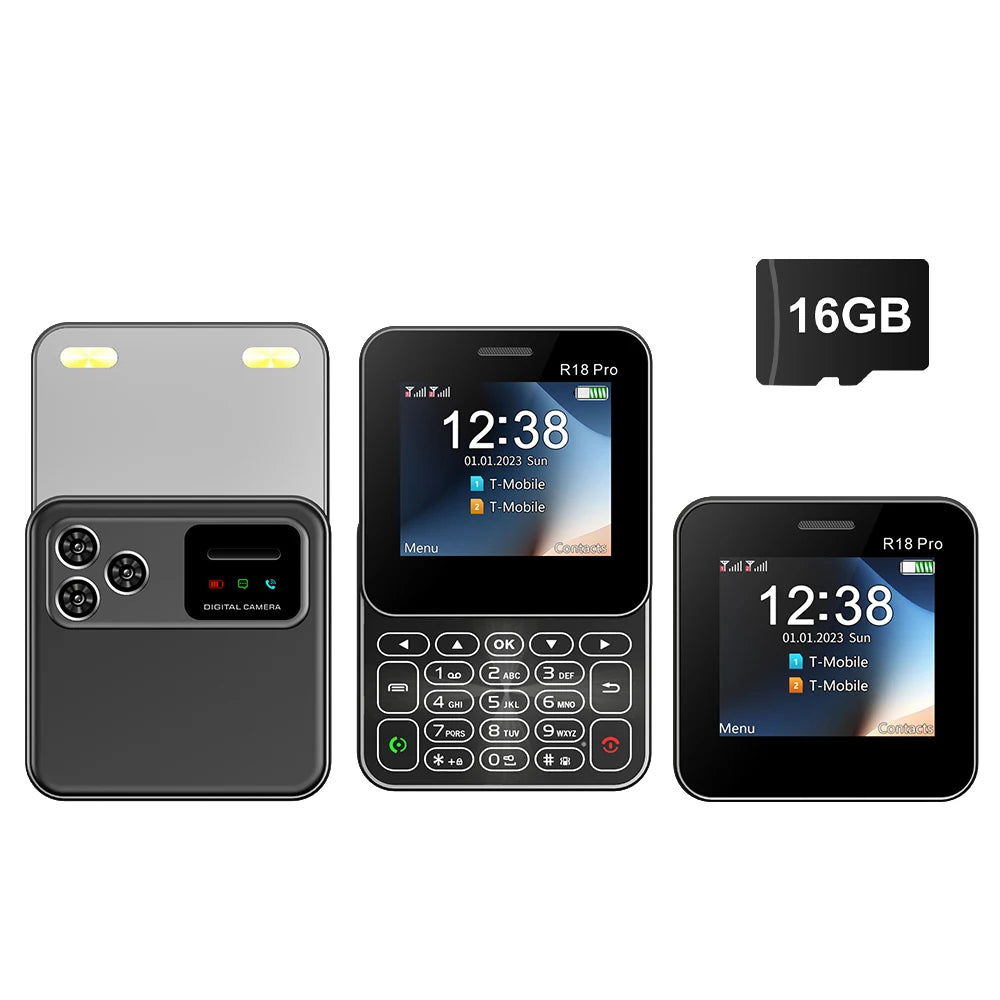 SERVO R18 PRO Rotating Screen Mini Mobile Phone 2 SIM Standby 2.4" Screen Magic Voice Rear Camera 2G GSM Pocket Slide Cellphones