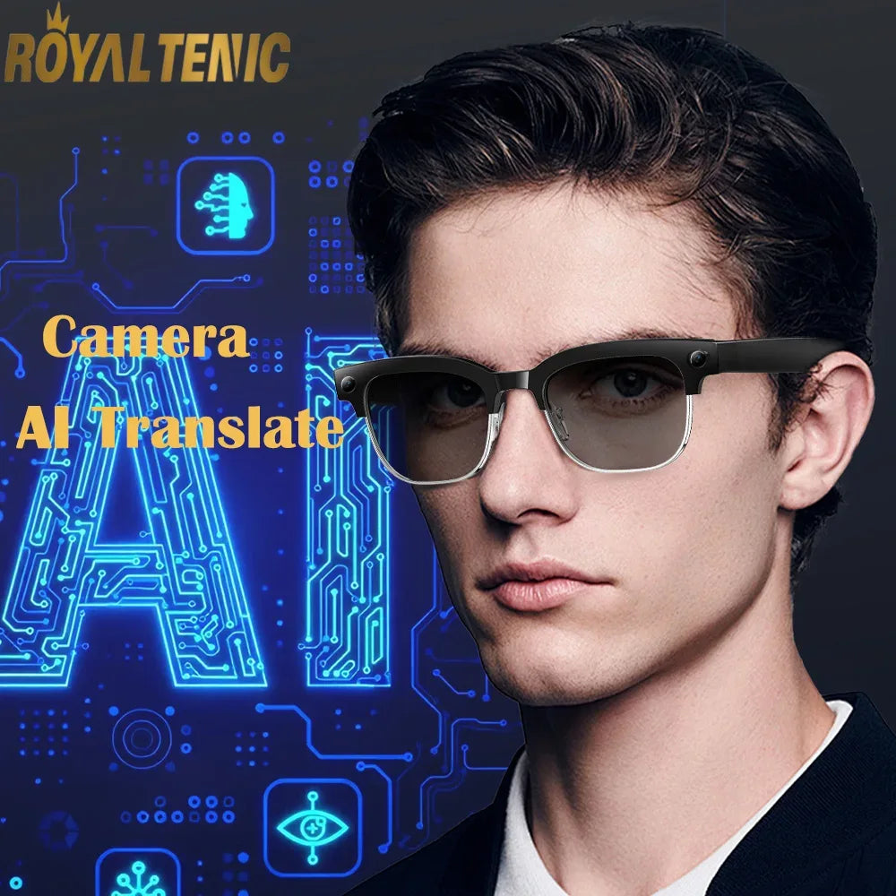 AI Smart Glasses with 8MP Camera Video Recording 100+ Languages Translation Sunglasses Bluetooth Call Music Play Men Women 2025 - 1Tecbuy