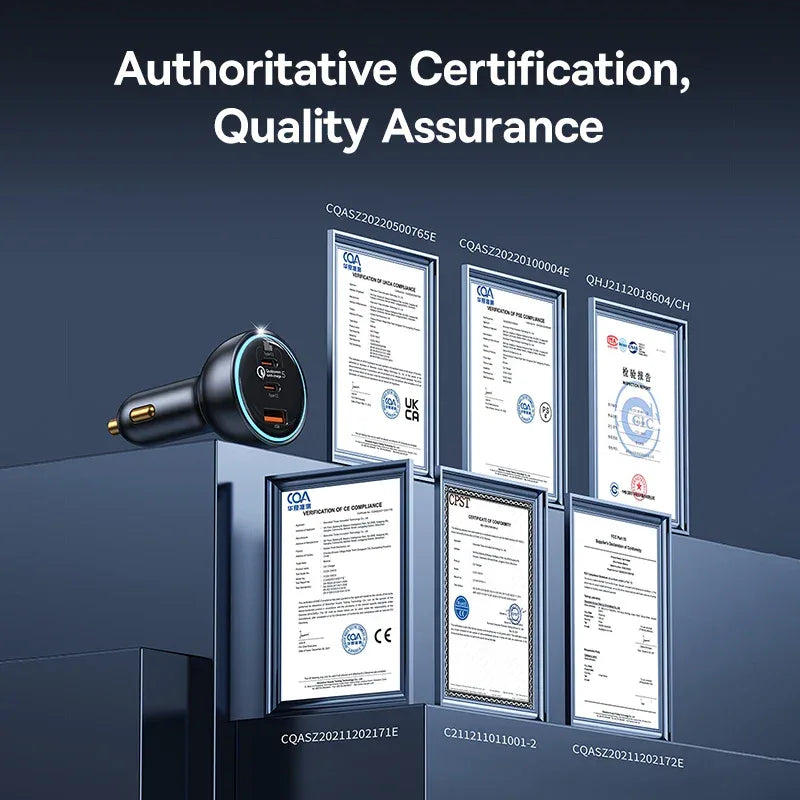 Baseus 160W Car Charger QC 5.0 Fast Quick Charging PPS PD3.0 USB Type C Car Phone Charge For iPhone 13 14 15 Pro Laptops Tablets - 1Tecbuy