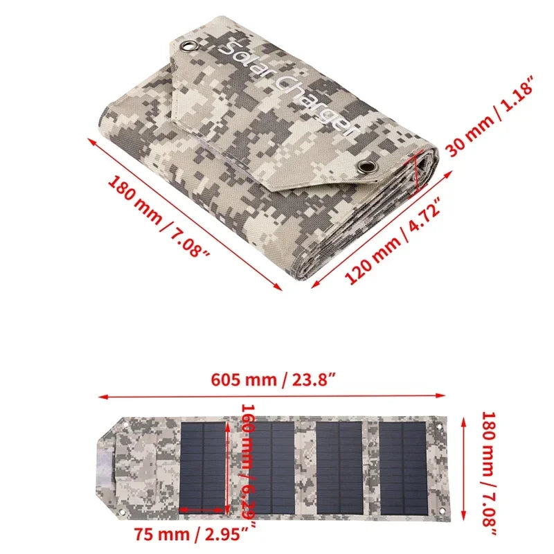 60W 80W 100W Foldable Solar Panel 5V USB Portable Folding Bag Battery Charger for Phone Outdoor Camping Waterproof Power Bank