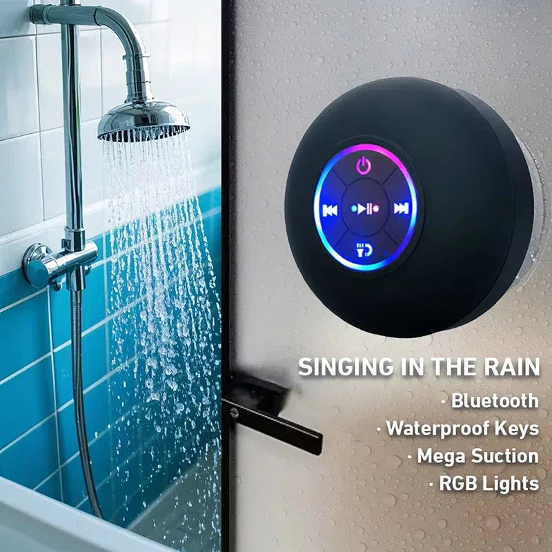 Portable Wireless Bluetooth Speaker LED Light IPX4 Waterproof Loudspeaker Outdoor Bathroom Large Suction Cup Stereo Sound Box - 1Tecbuy