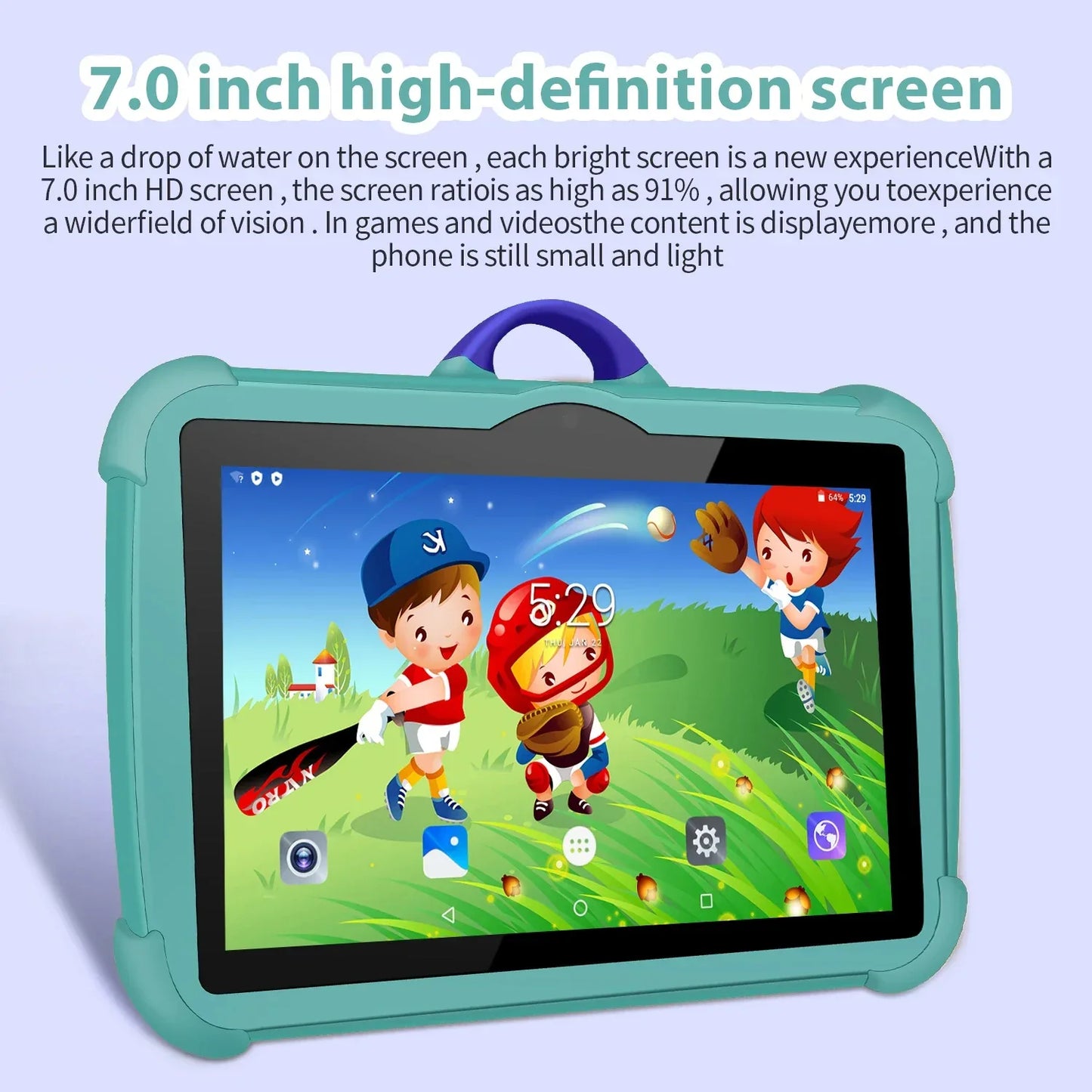 7 Inch Kids Tablet PC with Android 13 Quad Core 4GB RAM 64GB ROM Educational Learning Children's Favorite Cheap Simple Design - 1Tecbuy