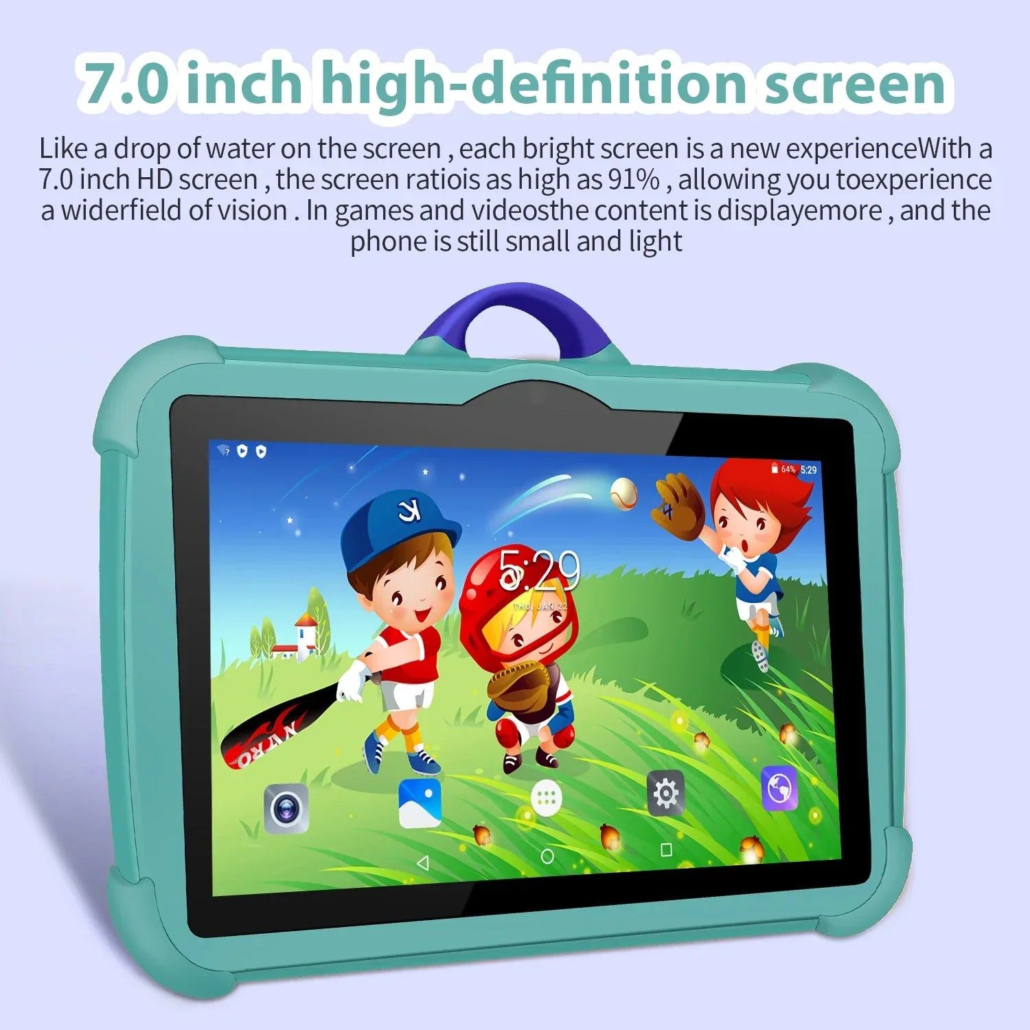 7 Inch Kids Tablet PC with Android 13 Quad Core 4GB RAM 64GB ROM Educational Learning Children's Favorite Cheap Simple Design - 1Tecbuy