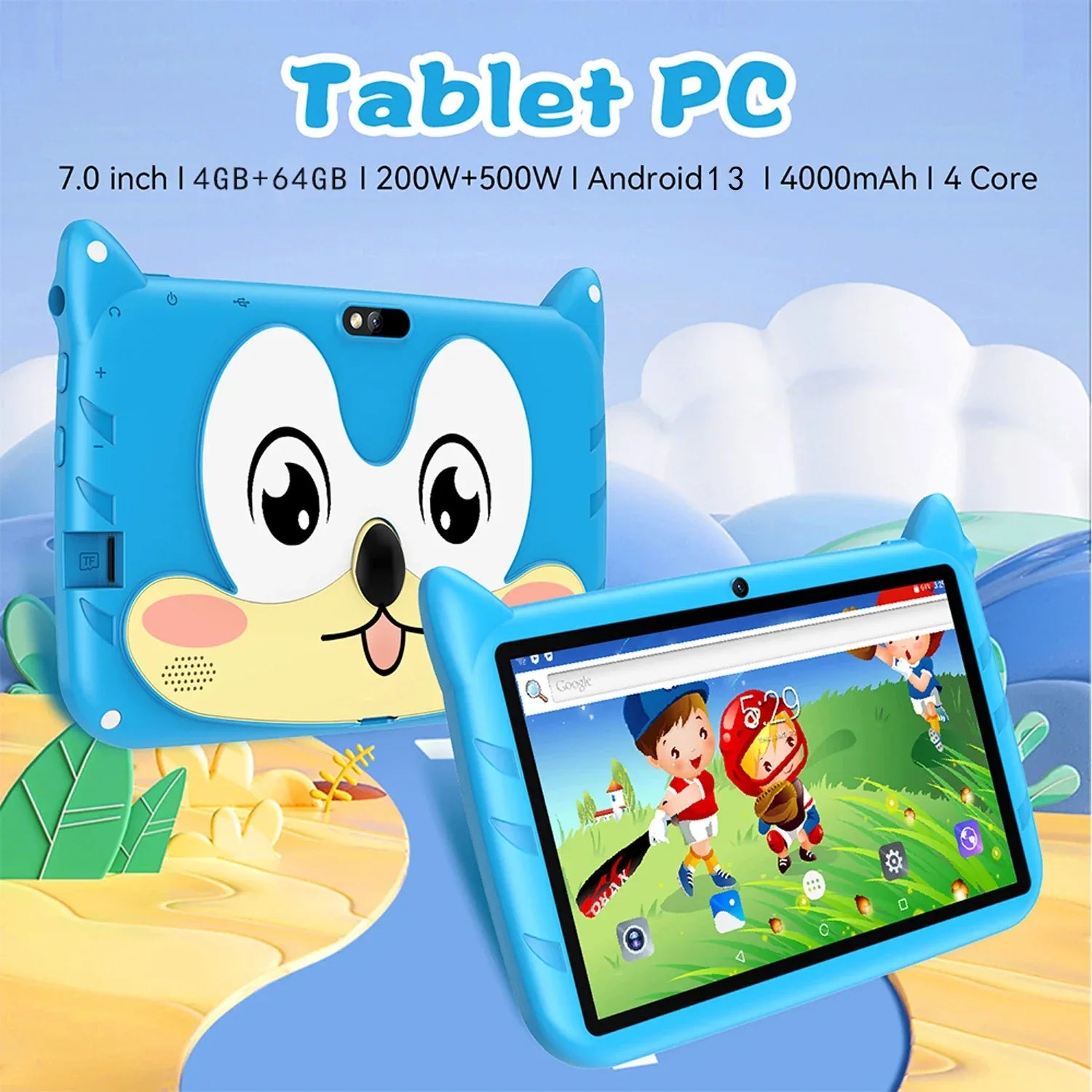 New 5G WiFi 7 Inch Tablet Pc Children's Gift Kids Learning Education Tablets Android 13 Quad Core 4GB RAM 64GB ROM Dual Cameras - 1Tecbuy