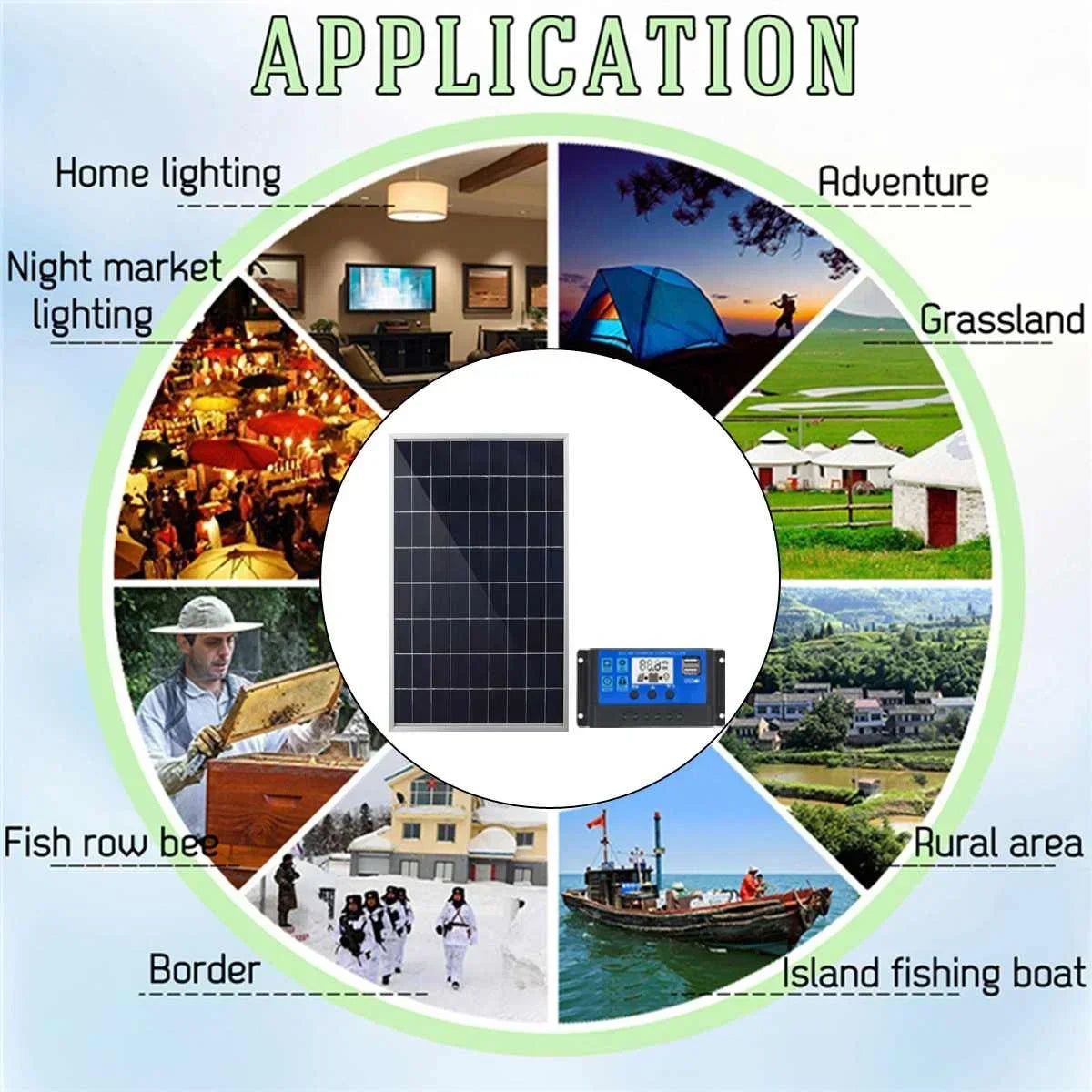 20W/H Solar Panel Kit Complete12V Polycrystalline Power Portable Outdoor Rechargeable Solar Cell Solar Generator for Home