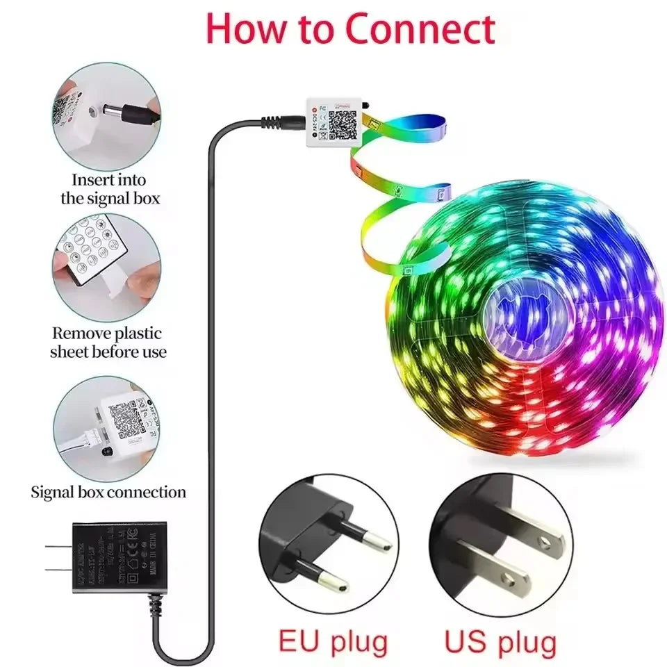 Dc 24V Rgb Led Lights Room Ice String 5M 10M 15M 20M 30M 40M Rgb Tape Bluetooth App Control Led Lights Strip Plug Self-Adhesive