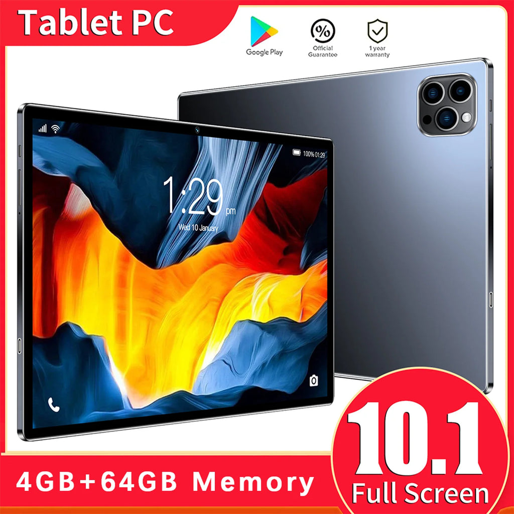 10.1 Inch Android 13 Tablet with Octa Core 4GB RAM 64GB ROM Dual SIM 3G Call WiFi Bluetooth Google Play - New Model