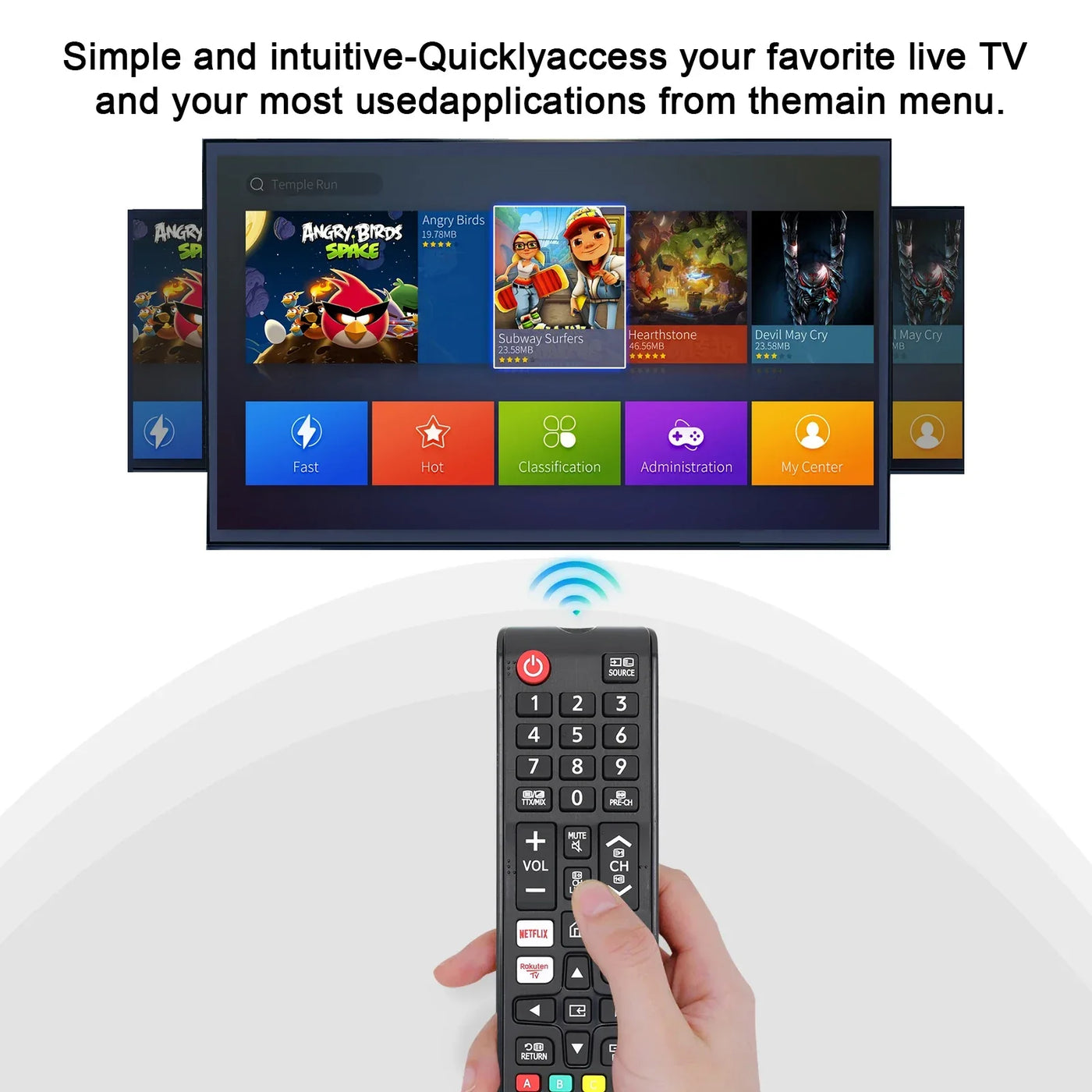 Universal Remote Control for Samsung Smart Tv, Control Replacement Fit for 4K Uhd Qled Hdtv Led Tvs, with Hulu Netflix Primevide - 1Tecbuy