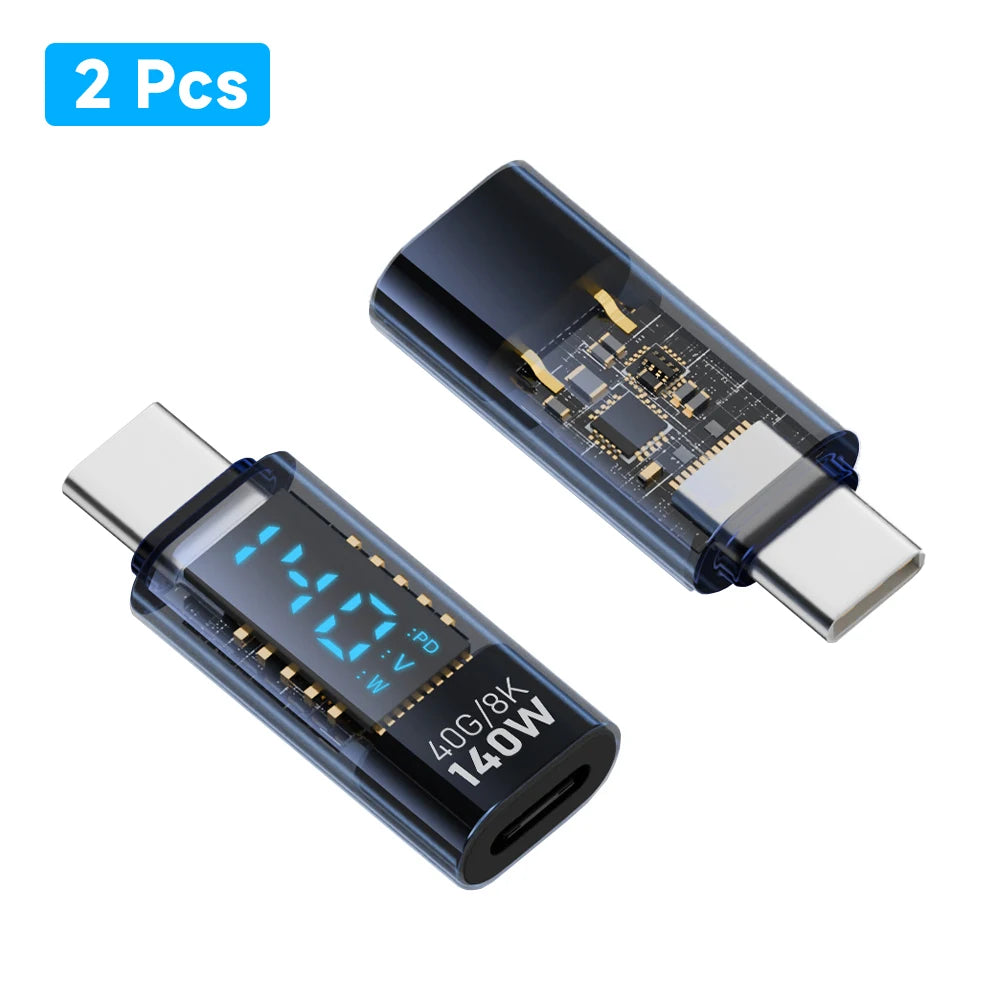 USB C Adapter 140W with LED Display 40Gbps USB C Extension Adapter Type C Power Meter Tester USB C Extender USB4 Thunderbolt